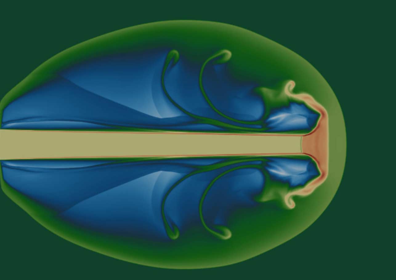 Enlarged view: High Mach jet flow modeled using Particles on Demand method.